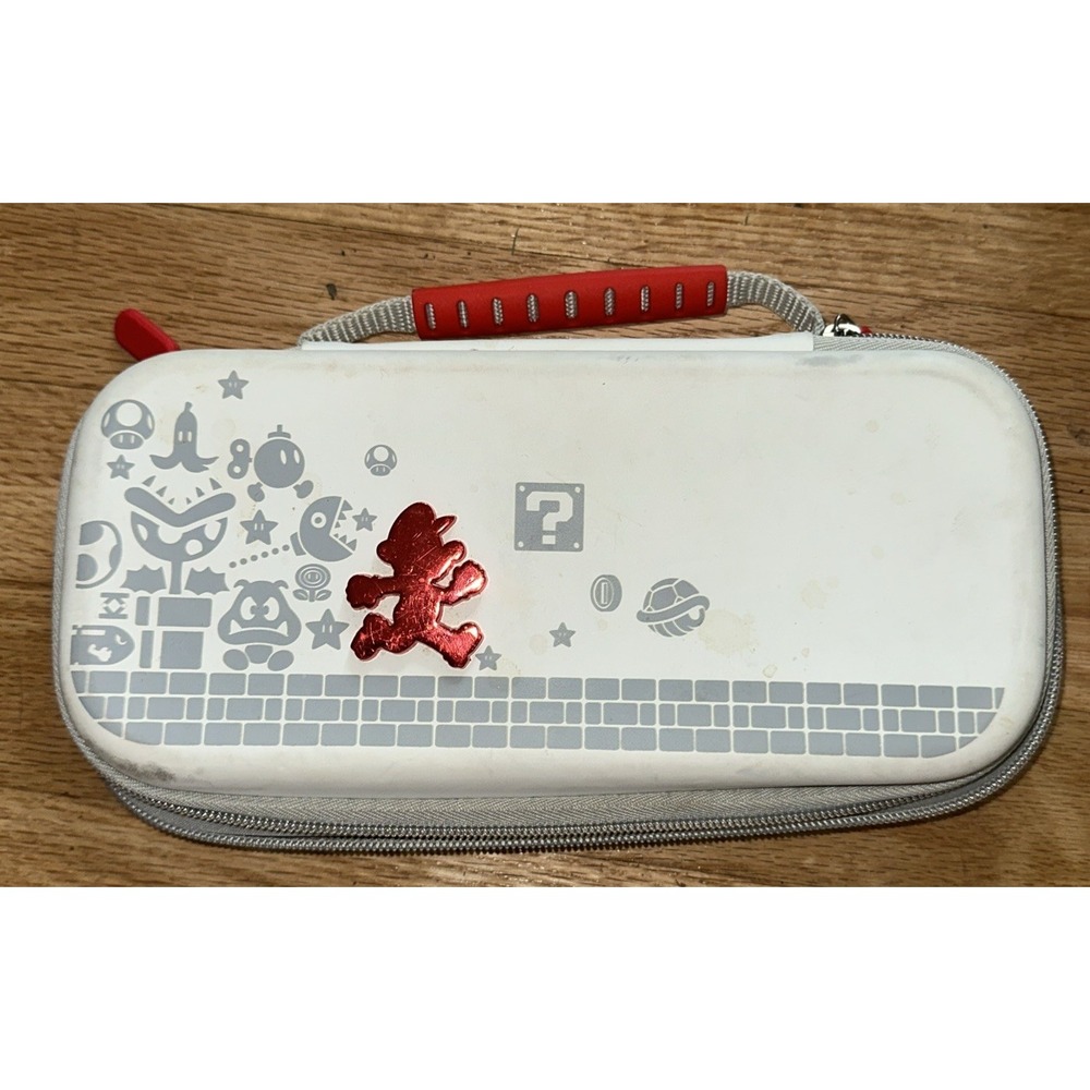 Nintendo Switch Super Mario Case Protective‎ Holds Games & Console VGC White